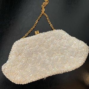 Small Delill Vintage Beaded Purse - Ivory
